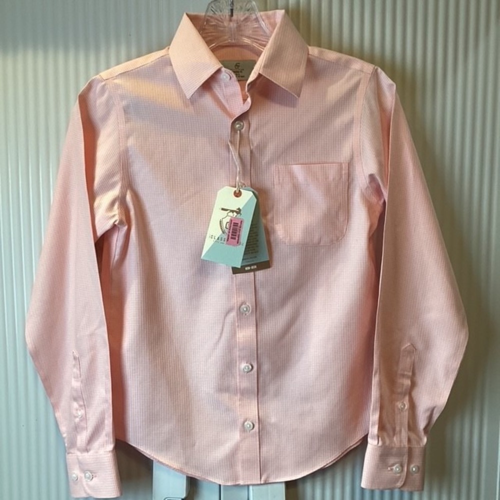 Dillards Class Club Youth Button Down Shirt Boys 10/12 100% Cotton No Iron‎ NWT